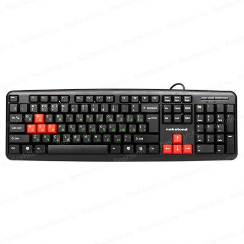 Клавиатура проводная Nakatomi KN-02U, чёрный/красный (USB)