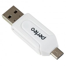 Картридер Perfeo PF-VI-O004, белый (USB+OTG)