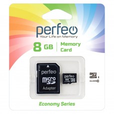 Карта памяти Perfeo Econom microSDHC 8GB class10 + SD адаптер