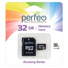 Карта памяти Perfeo Econom microSDHC 32GB class10 + SD адаптер
