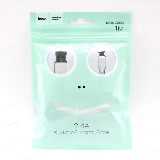 Кабель USB - microUSB Hoco X13 белый, 1м.