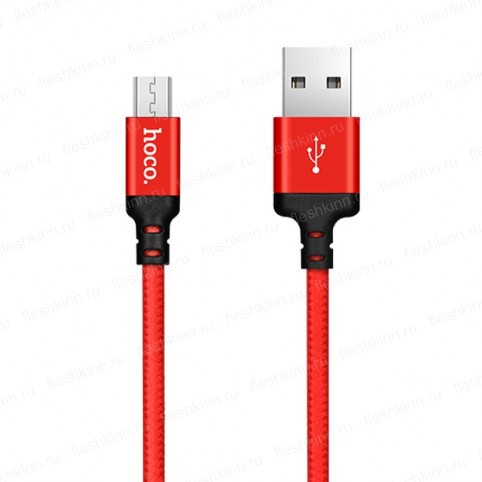 Кабель USB - microUSB Hoco X14 черный/красный, 1м