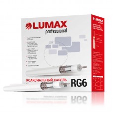 Кабель ТВ Lumax RG6 WHT, оплётка 64%, PVC, 100м, белый