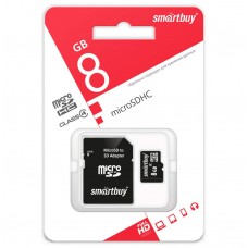 Карта памяти SmartBuy microSDHC 8GB class4 + SD адаптер