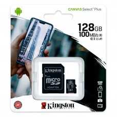 Карта памяти Kingston Canvas Select Plus microSDXC 128GB class10 UHS-I A1 + SDадаптер (100MB/s)