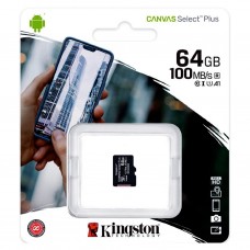 Карта памяти Kingston Canvas Select Plus microSDXC 64GB class10 UHS-I A1 (100MB/s)