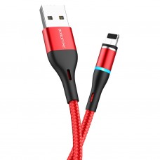 Кабель USB - 8pin Borofone BU16 Skill magnetic красный, 1.2м