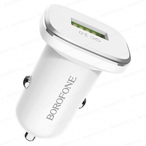 Автомобильное зарядное устройство Borofone BZ12A Lasting power QC3.0, белый (QC3.0, 1xUSB, 3A)