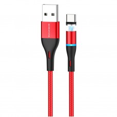 Кабель USB - Type-C Borofone BU16 Skill magnetic красный, 1.2м