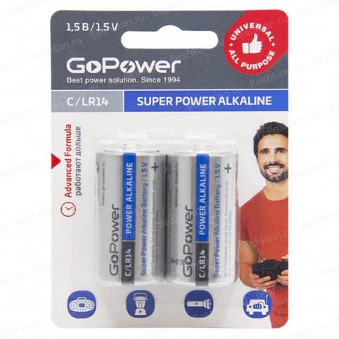 Батарейка GoPower C, LR14 BP2 (12)