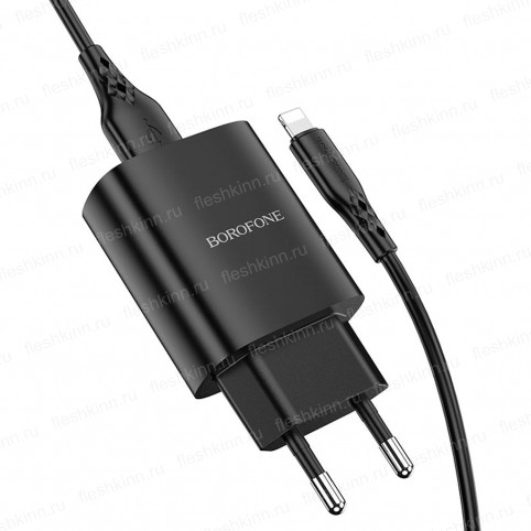 Зарядное устройство Borofone BN1 Innovative, чёрный (1xUSB, 2.1A, кабель 8pin)