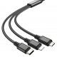 Кабель USB - microUSB/8pin/Type-C Hoco X76 чёрный, 1м