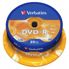 Диск DVD-R Verbatim 4.7GB 16x CB25