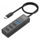 USB Хаб Hoco HB25 Type-C, 1xUSB3.0+3xUSB2.0, чёрный