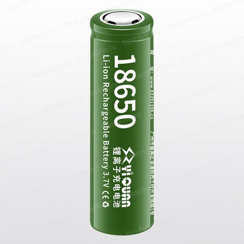 Аккумулятор Yiquan 18650, 3400mAh, Flat Top, зелёный