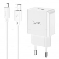 Зарядное устройство Hoco C106A, белый (1xUSB, 2.1A, кабель Type-C)