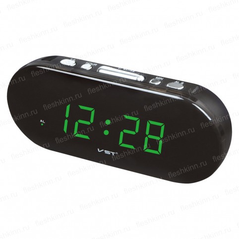 Часы-будильник VST 715/4, чёрный/ярко-зелёный