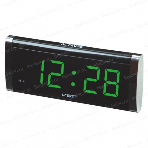 Часы-будильник VST 730/4, чёрный/ярко-зелёный