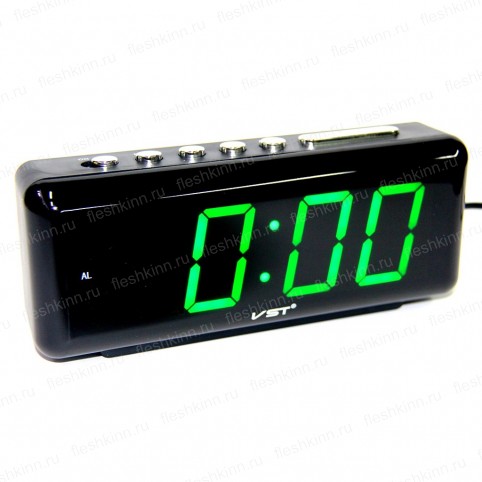 Часы-будильник VST 762/4, чёрный/ярко-зелёный