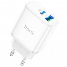 Зарядное устройство Hoco C105A, белый (PD+QC3.0, 1xUSB, 1xUSB-C, 20W/3A)
