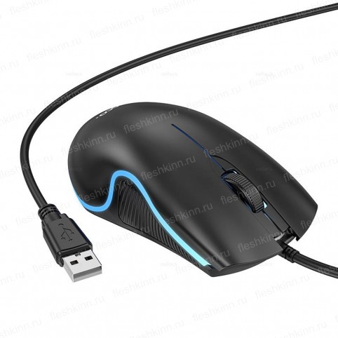 Мышь проводная Hoco GM19 игровая, чёрный (USB)