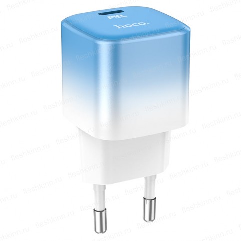 Зарядное устройство Hoco C101A, голубой/белый (PD, 1xUSB-C, 20W)