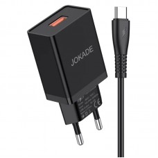Зарядное устройство Jokade JB022, чёрный (1xUSB, 5A, кабель Type-C)