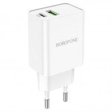 Зарядное устройство Borofone BA69A Resource, белый (PD+QC3.0, 1xUSB, 1xUSB-C, 3A/20W)