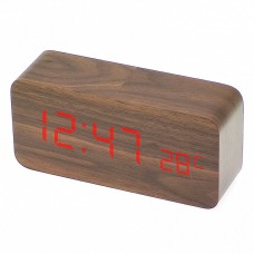 Часы-будильник VST 862/1, тёмно-коричневый/красный