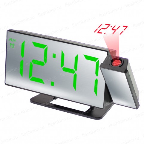 Часы-будильник VST 896/4, чёрный/зелёный