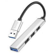USB Хаб Hoco HB26, 1xUSB3.0+3xUSB2.0, серебристый