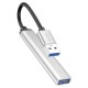 USB Хаб Hoco HB26, 1xUSB3.0+3xUSB2.0, серебристый