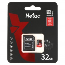 Карта памяти Netac P500 Extreme Pro microSDHC 32GB class10 UHS-I A1 + SD адаптер (100)