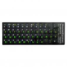 Наклейки на клавиатуру NoName, чёрный (EN/RU зелёный)