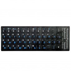 Наклейки на клавиатуру NoName, чёрный (EN/RU белый/синий)