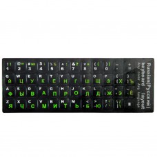 Наклейки на клавиатуру NoName, чёрный (EN/RU белый/зелёный)