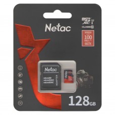 Карта памяти Netac P500 Extreme Pro microSDXC 128GB class10 UHS-I A1 + SD адаптер (100)