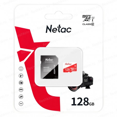 Карта памяти Netac P500 Eco microSDXC 128GB class10 UHS-I + SD адаптер