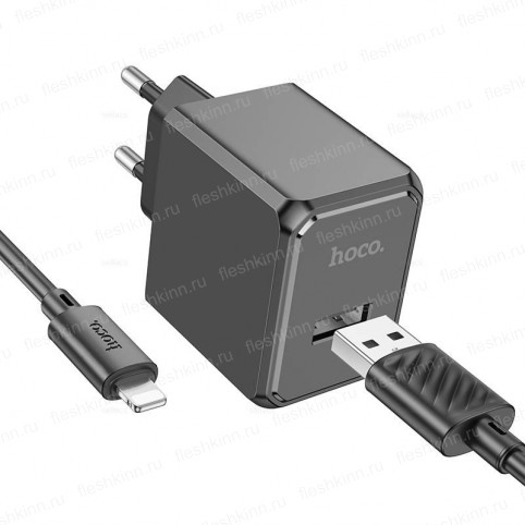 Зарядное устройство Hoco CS11A, чёрный (1xUSB, 2.1A, кабель 8pin)