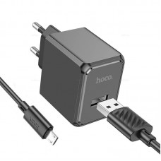 Зарядное устройство Hoco CS11A, чёрный (1xUSB, 2.1A, кабель microUSB)