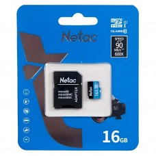 Карта памяти Netac P500 Standard microSDHC 16GB class10 UHS-I + SD адаптер (90)