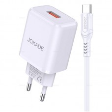 Зарядное устройство Jokade JB032, белый (QC3.0, 1xUSB, 3A, кабель Type-C)